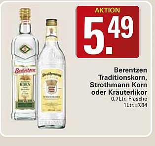 Berentzen Traditionskorn, Strothmann Korn oder Kräuterlikör