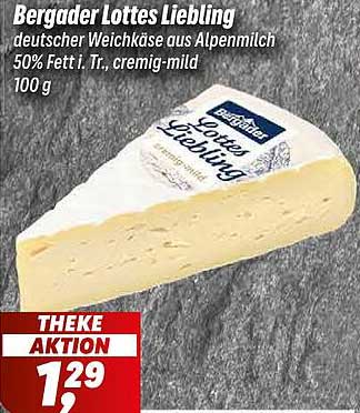 Bergader Lottes Liebling deutscher Weichkäse aus Alpenmilch 50% Fett i. Tr., cremig-mild 100 g