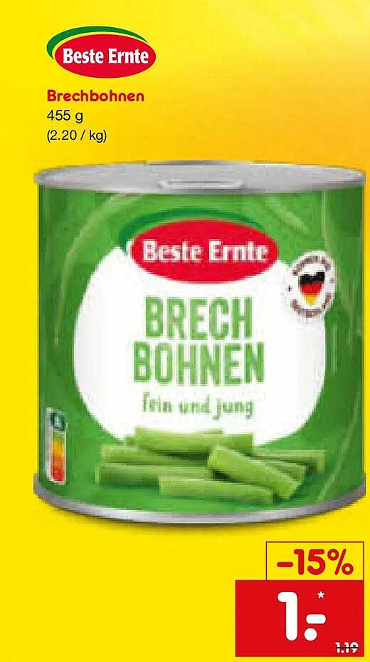 Beste Ernte Brechbohnen