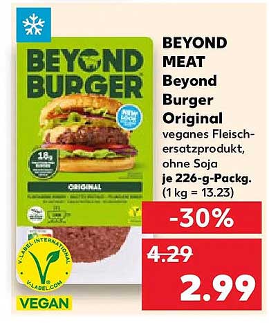 Beyond Burger Original veganes Fleischersatzprodukt, ohne Soja je 226-g-Packg. (1 kg = 13.23)