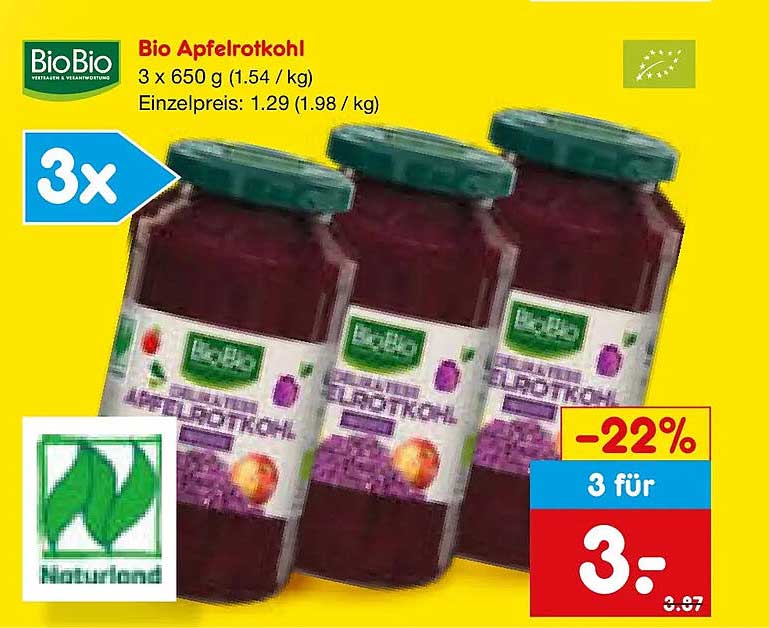 Bio Apfelrotkohl