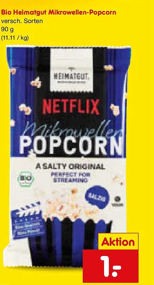 Bio Heimatgut Mikrowellen-Popcorn versch. Sorten 90 g