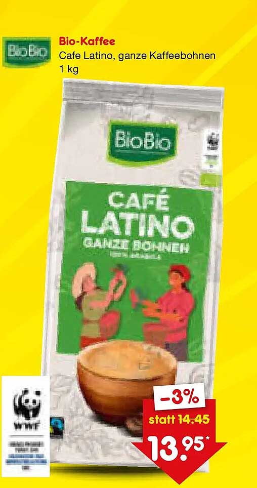 Bio-Kaffee Cafe Latino, ganze Kaffeebohnen 1 kg