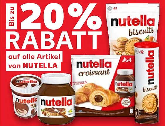 Bis zu 20% RABATT auf alle Artikel von NUTELLA