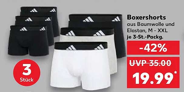 Boxershorts aus Baumwolle und Elastan, M - XXL je 3-St.-Packg.