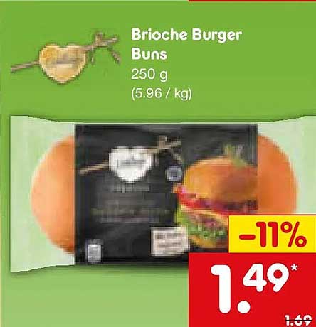 Brioche Burger Buns 250 g