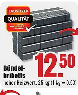 Bündel-briketts hoher Heizwert, 25 kg (1 kg = 0.50)