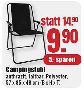 Campingstuhl anthrazit, faltbar, Polyester, 57 x 85 x 48 cm (B x H x T)
