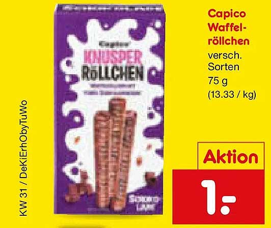 Capico Waffelröllchen versch. Sorten 75 g (13.33 / kg)