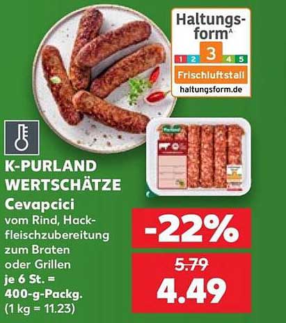 Cevapcici vom Rind, Hackfleischzubereitung zum Braten oder Grillen je 6 St. = 400-g-Packg.