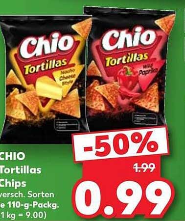 CHIO Tortillas Chips versch. Sorten 110-g-Packg. (1 kg = 9.00)