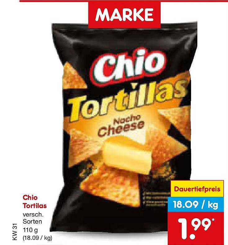 Chio Tortillas versch. Sorten 110 g (18.09 / kg)