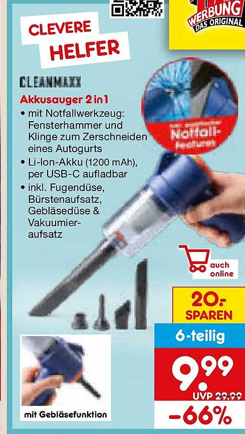 CLEANmaxx Akku­sauger 2 in 1