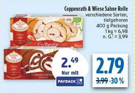 Coppenrath & Wiese Sahne Rolle verschiedene Sorten, tiefgefroren 400 g Packung