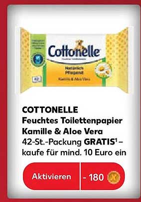 COTTONELLE Feuchtes Toilettenpapier Kamille & Aloe Vera 42-St.-Packung GRATIS1– kaufe für mind. 10 Euro ein