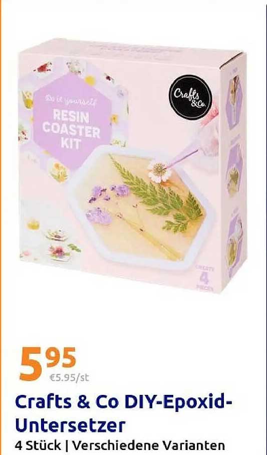 Crafts & Co DIY-Epoxiod- Untersetzer 4 Stück | Verschiedene Varianten