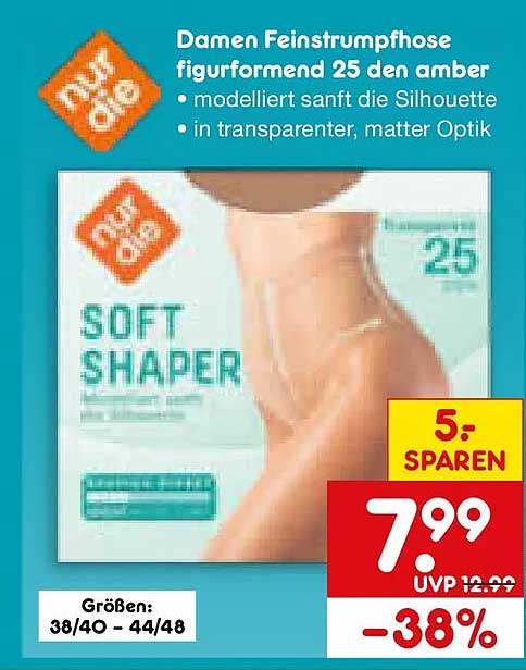 Damen Feinstrumpfhose figurformend 25 den amber
