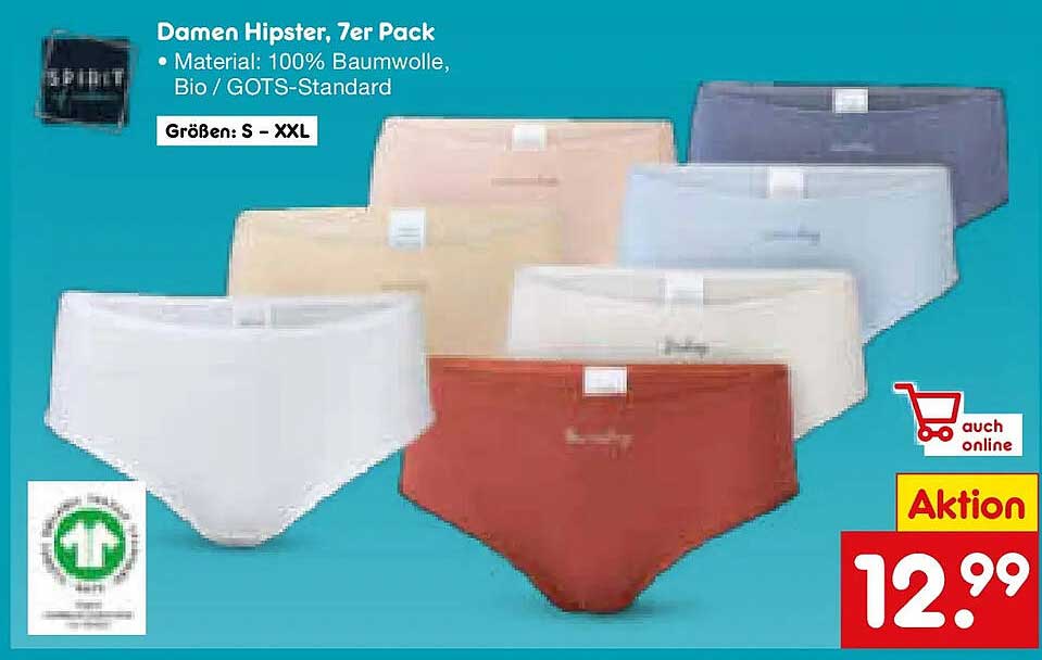 Damen Hipster, 7er Pack