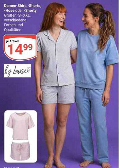 Damen-Shirt, -Shorts, -Hose oder -Shorty Größen: S-XXL verschiedene Farben und Qualitäten by Louise