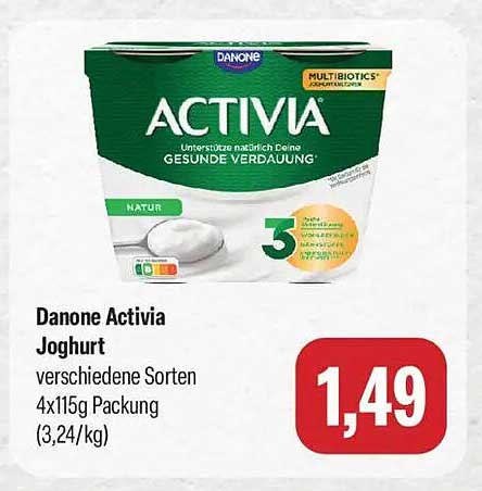 Danone Activia Joghurt verschiedene Sorten 4x115g Packung (3,24 /kg)