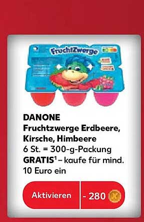 DANONE Fruchtzwerge Erdbeere, Kirsche, Himbeere 6 St. = 300-g-Packung GRATIS¹ - kaufe für mind. 10 Euro ein