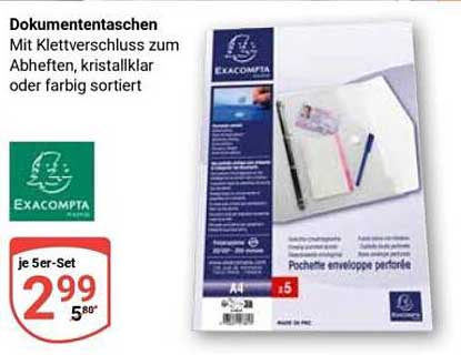 Dokumententaschen Mit Klettverschluss zum Abheften, kristallklar oder farbig sortiert