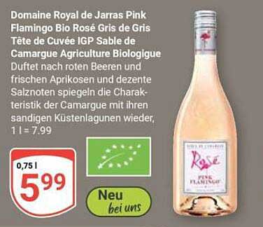 Domaine Royal de Jarras Pink Flamingo Bio Rosé Gris de Gris Tête de Cuvée IGP Sable de Camargue Agriculture Biologique