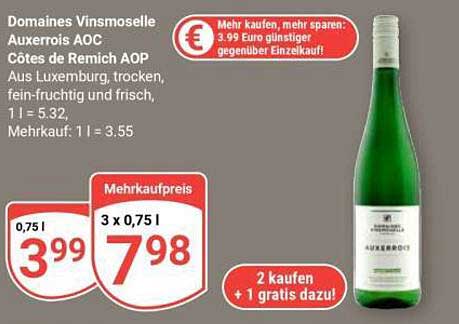 Domaines Vinsmoselle Auxerrois AOC Côtes de Remich AOP
