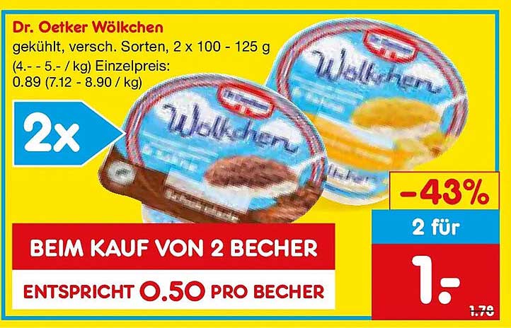 Dr. Oetker Wölkchen gekühlt, versch. Sorten, 2 x 100 - 125 g