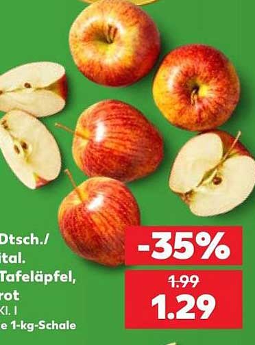 Dtsch./Ital. Tafeläpfel, rot, Kl. I, in der 1-kg-Schale