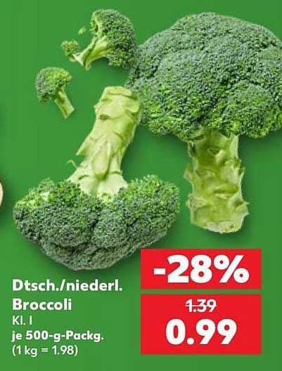 Dtsch./niederl. Broccoli Kl. I je 500-g-Packg. (1 kg = 1.98)