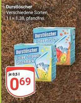 Durstlöscher Verschiedene Sorten, 1 l = 1,38, pfandfrei