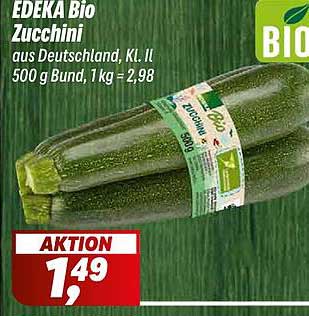 EDEKA Bio Zucchini aus Deutschland, Kl. II 500 g Bund, 1 kg = 2,98