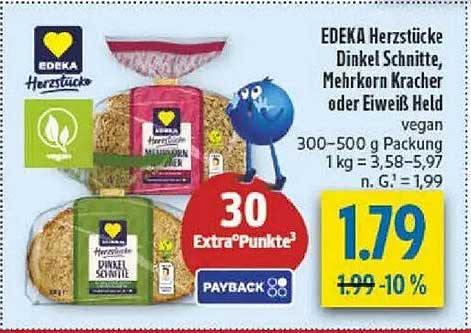 EDEKA Herzstücke Dinkel Schnitte, Mehrkorn Kracher oder Eiweiß Held vegan