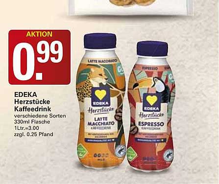 EDEKA Herzstücke Kaffeedrink verschiedene Sorten 330ml Flasche