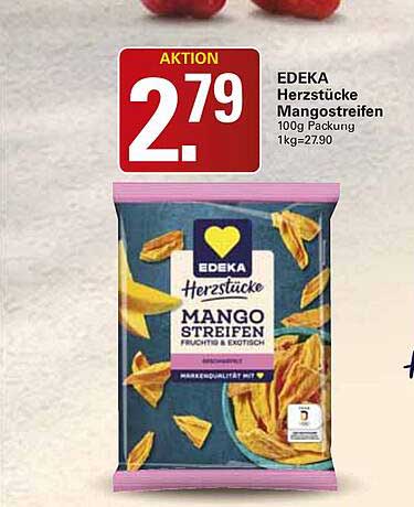 EDEKA Herzstücke Mangostreifen 100g Packung