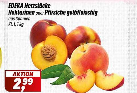 EDEKA Herzstücke Nektarinen oder Pfirsiche gelbfleischig aus Spanien Kl. I, 1 kg