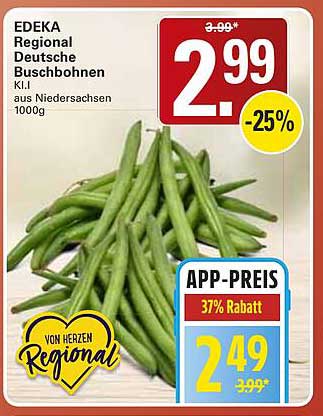 EDEKA Regional Deutsche Buschbohnen K.I. aus Niedersachsen 1000g