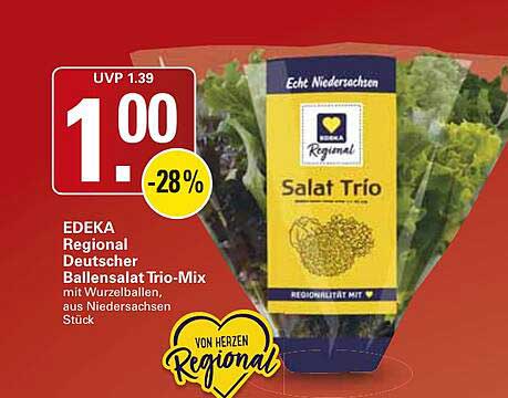 EDEKA Regional Deutscher Ballensalat Trio-Mix mit Wurzelballen, aus Niedersachsen Stück