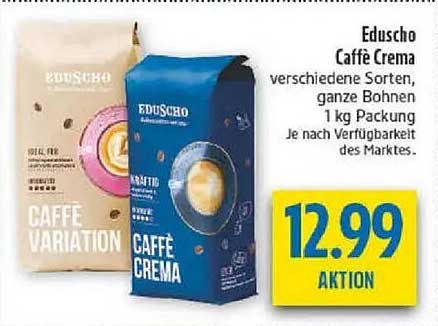 Eduscho Caffè Crema verschiedene Sorten, ganze Bohnen 1 kg Packung