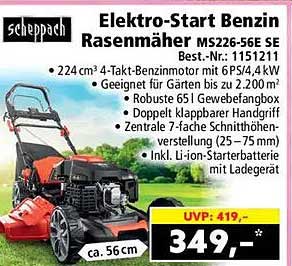 Elektro-Start Benzin Rasenmäher MS226-56E SE
