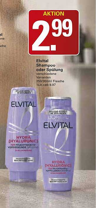 Elvital Shampoo oder Spülung verschiedene Varianten 250/300ml Flasche 1Ltr.=ab 9.97