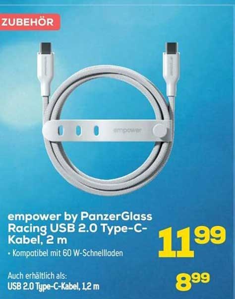 empower by PanzerGlass Racing USB 2.0 Type-C-Kabel, 2 m