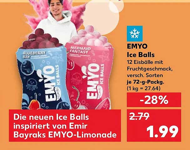 EMYO Ice Balls 12 Eisbälle mit Fruchtgeschmack, versch. Sorten je 72-g-Packg. (1 kg = 27.64)