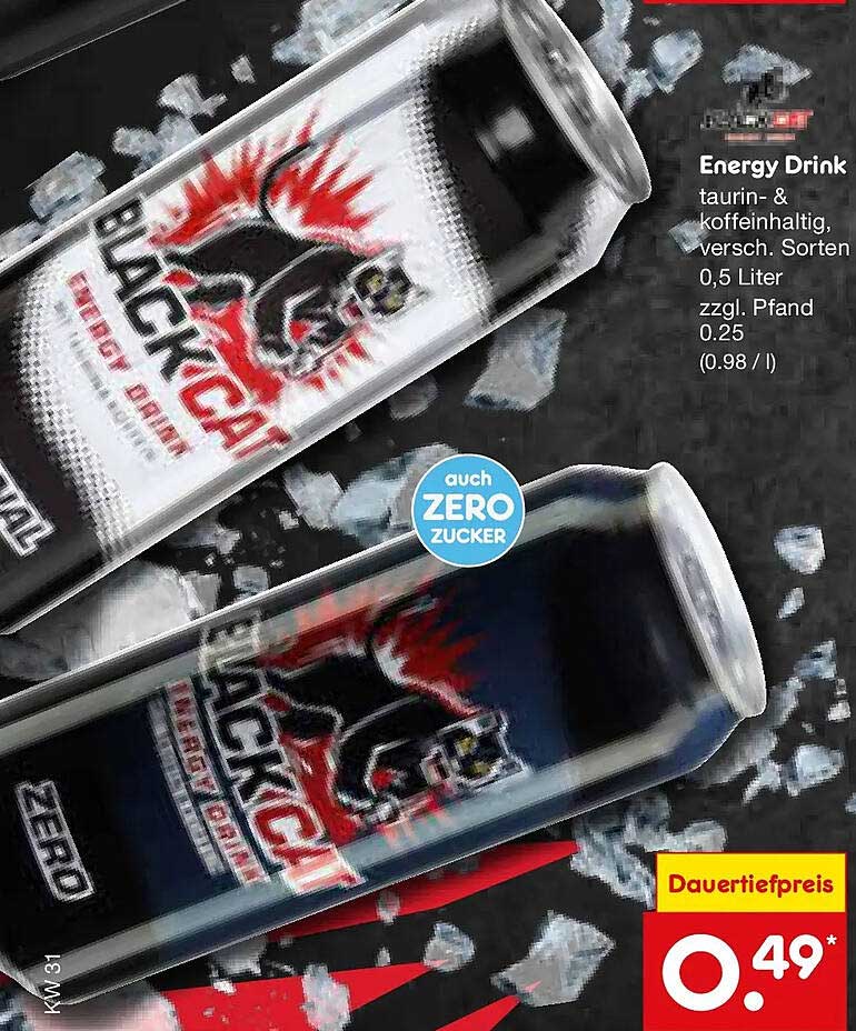 Energy Drink taurin- & koffeinhaltig, versch. Sorten 0,5 Liter zzgl. Pfand 0.25 (0.98 / l)