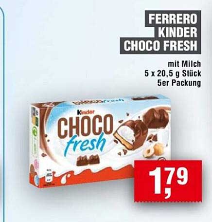 FERRERO KINDER CHOCO FRESH mit Milch 5 x 20,5 g Stück 5er Packung