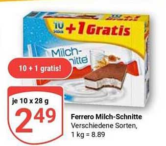 Ferrero Milch-Schnitte Verschiedene Sorten, 1 kg = 8.89