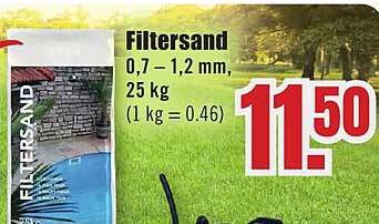 Filtersand 0,7 – 1,2 mm, 25 kg (1 kg = 0.46)