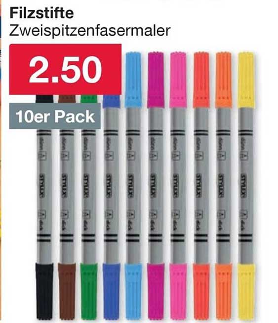 Filzstifte Zweiseitzenfasermaler 10er Pack