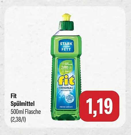 Fit Spülmittel 500ml Flasche (2,38/l)